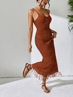 Robe de Plage — Maille Ajourée & Franges Bohème (Cover-up) - Bootiky