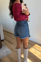 Jupe-Short en Jean Portefeuille Chic Denim – Short Intégré, Tailles 4 à 16 - Bootiky