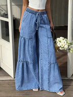 Jean wide-leg à volants – coupe ample et décontractée - Bootiky