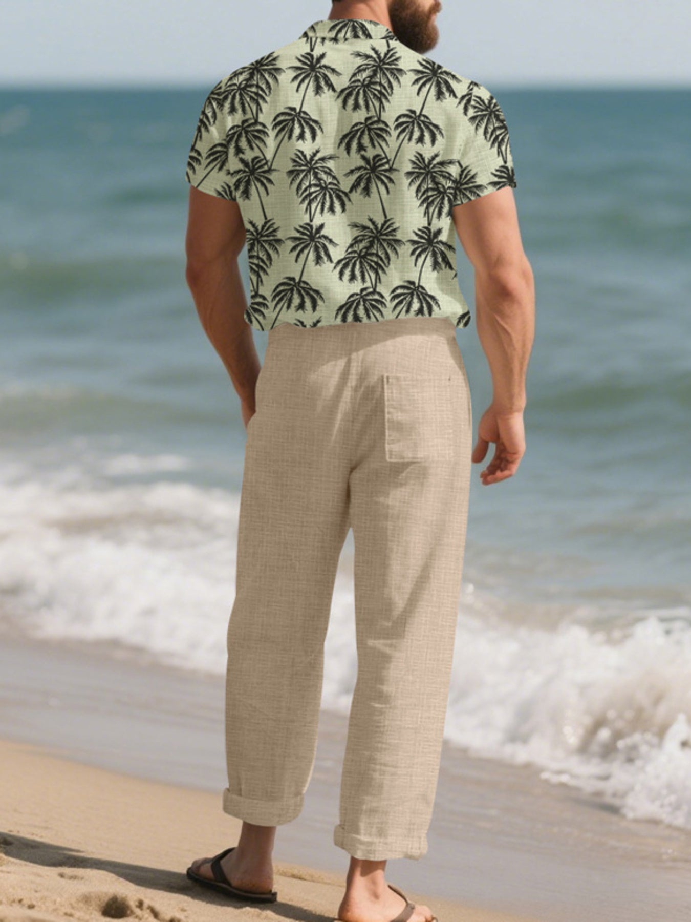 Ensemble d'Été Fluide Oasis – Chemise Palmiers & Pantalon Large Homme, S à 3XL - Bootiky
