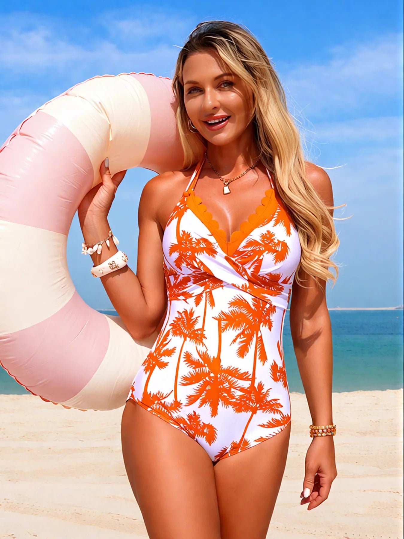 Maillot de Bain Une Pièce Tropical — Col Dos-Nu & Armature - Bootiky