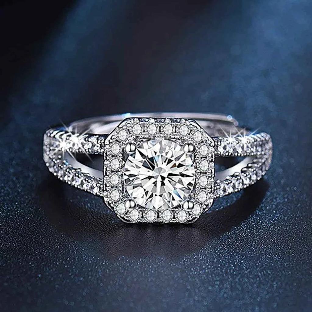 Bague Solitaire Moissanite 1 Carat — Argent Sterling 925 Ajustable - Bootiky