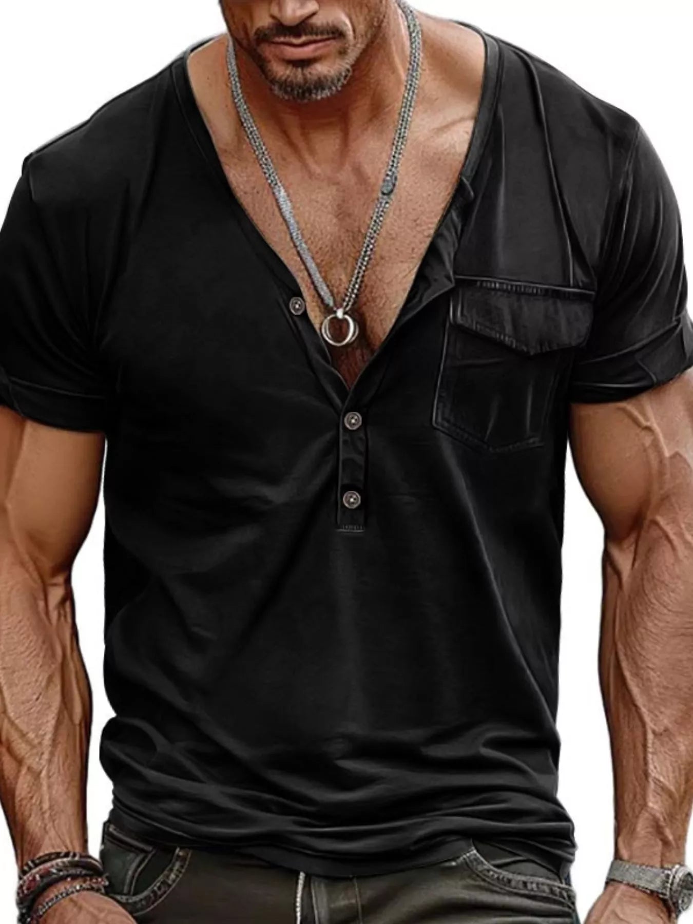 T-shirt homme manches courtes à boutons – casual grande taille - Bootiky