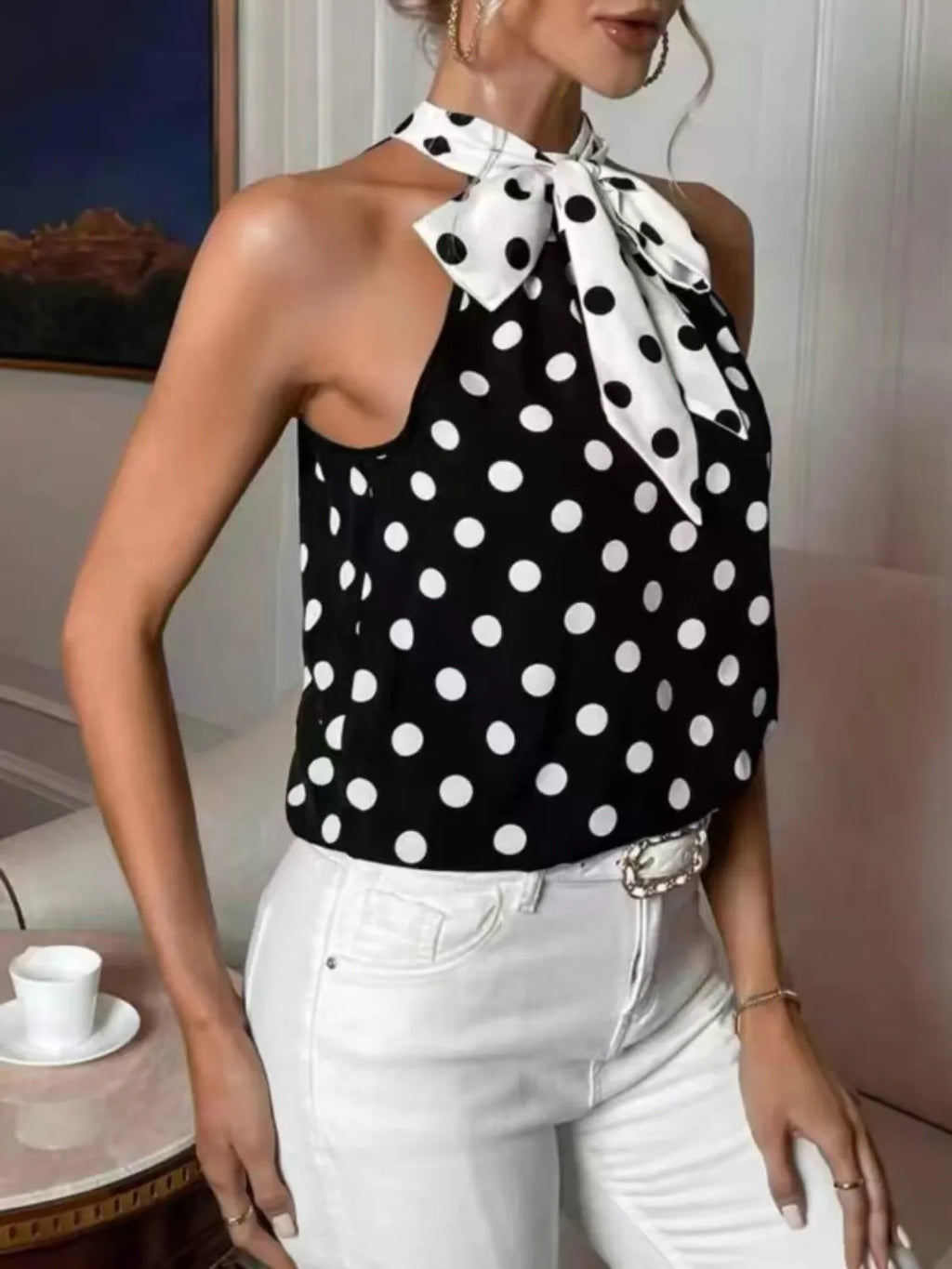 Caraco Rétro Polka Romance à Nouer – Bretelles Fines, S à XL - Bootiky