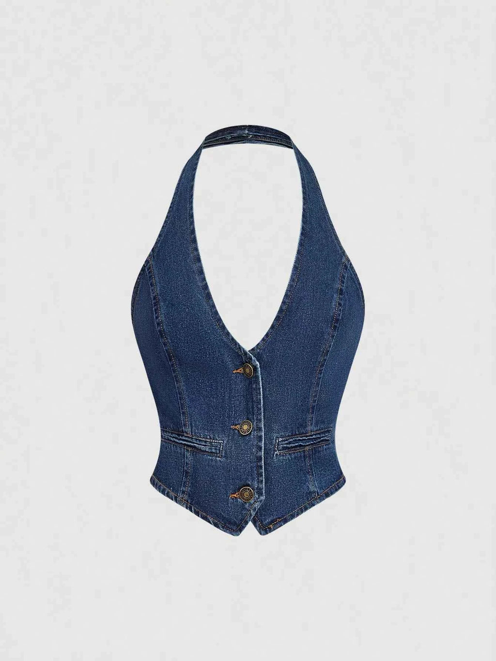 Ensemble deux pièces – Gilet halter en jean et pantalon wide-leg - Bootiky