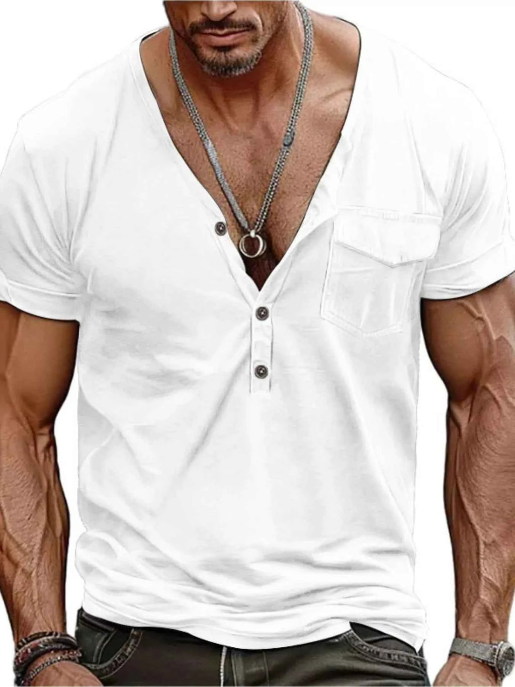 T-shirt homme manches courtes à boutons – casual grande taille - Bootiky