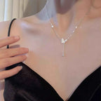 Collier Vol d'Orphée Pendentif Papillon & Zircons – Argent 925, Écrin Inclus - Bootiky