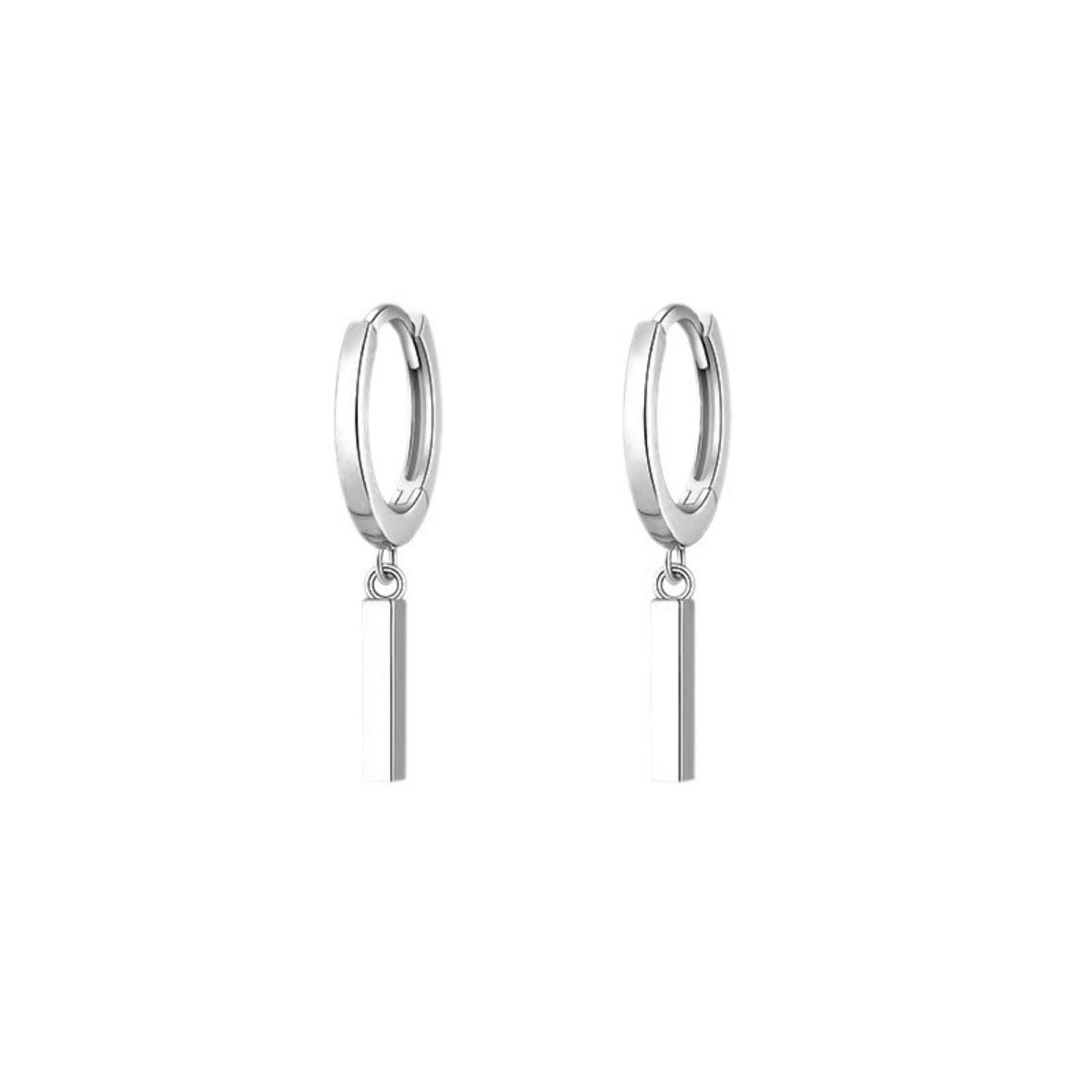 Boucles d'Oreilles Créoles Barre en Argent Sterling 925 – Bijou Minimaliste Femme | Bootiky - Bootiky