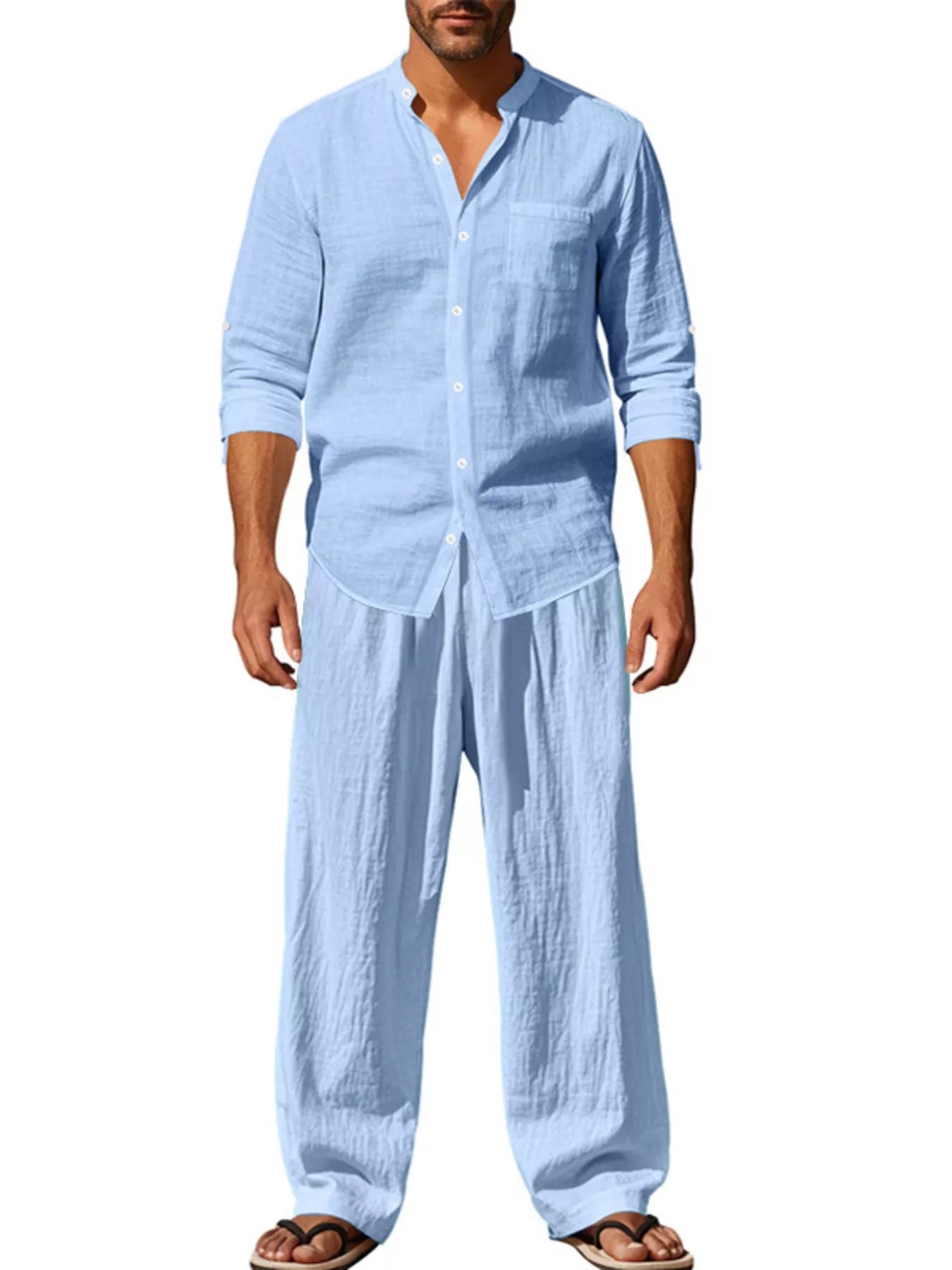 Ensemble Homme Élégant — Chemise Boutonnée Manches Longues & Pantalon - Bootiky