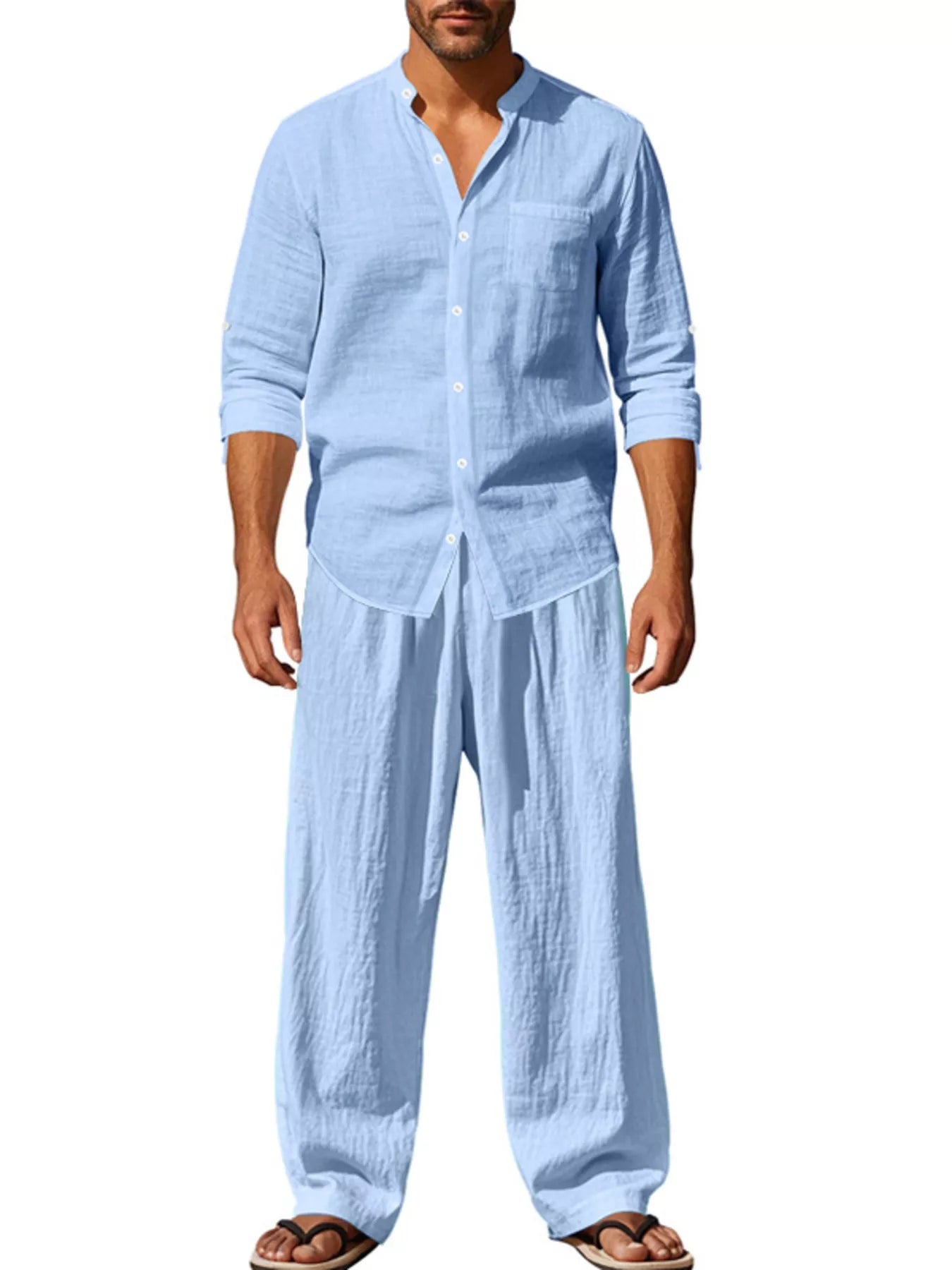 Ensemble Casual en Lin Le Saint-Tropez – Chemise & Pantalon Large Homme, S à 3XL - Bootiky