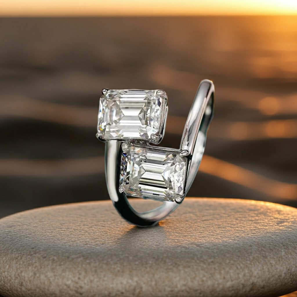 2 Carat Moissanite Bypass Ring — 925 Sterling Silver