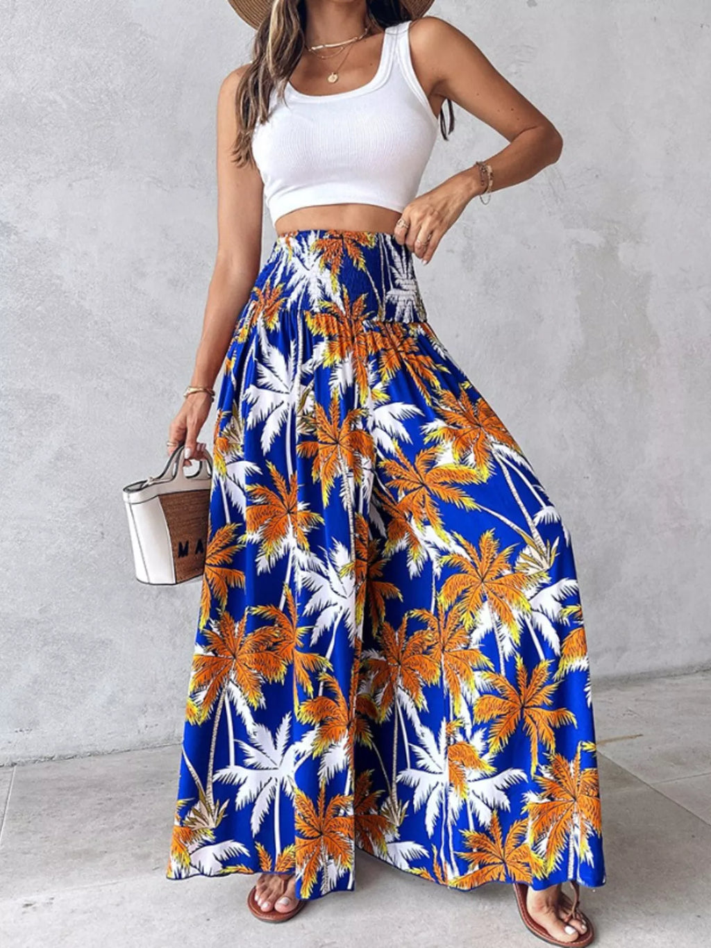 Pantalon Large Imprimé — Taille Smokée & Poches - Bootiky