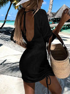 Robe de Plage Cache-Maillot — Dos Nu, Maille Ajoure & Lien Coulissant - Bootiky