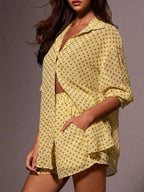 Ensemble chemise boutonnée à pois & short femme – 4 coloris - Bootiky