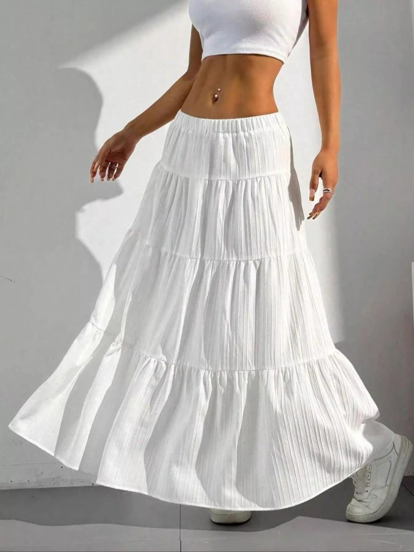 Jupe Maxi Bohème Esmée à Volants Superposés – Taille Élastique, S à XL - Bootiky