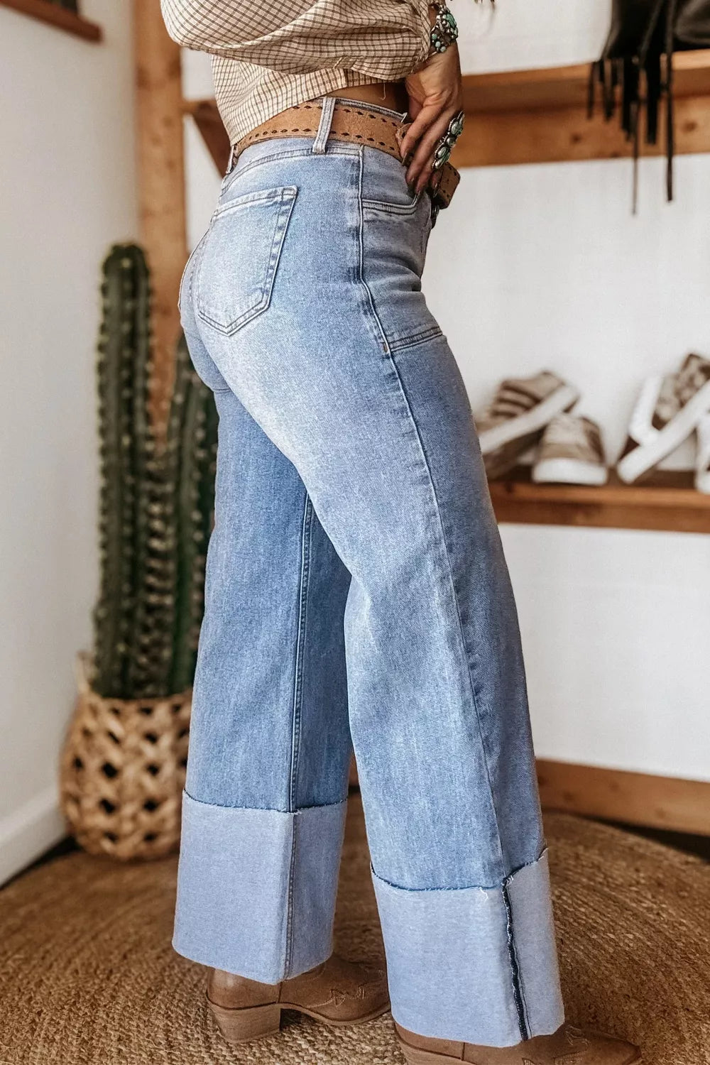 Jean Large à Revers Brooklyn – Coupe Loose Décontractée, Tailles 4 à 16 - Bootiky