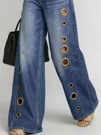 Jean Large à Détails Œillets — Coupe Wide Leg - Bootiky