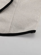 Ensemble gilet boutonné liseré contrastant & jupe femme – coloris Beige - Bootiky