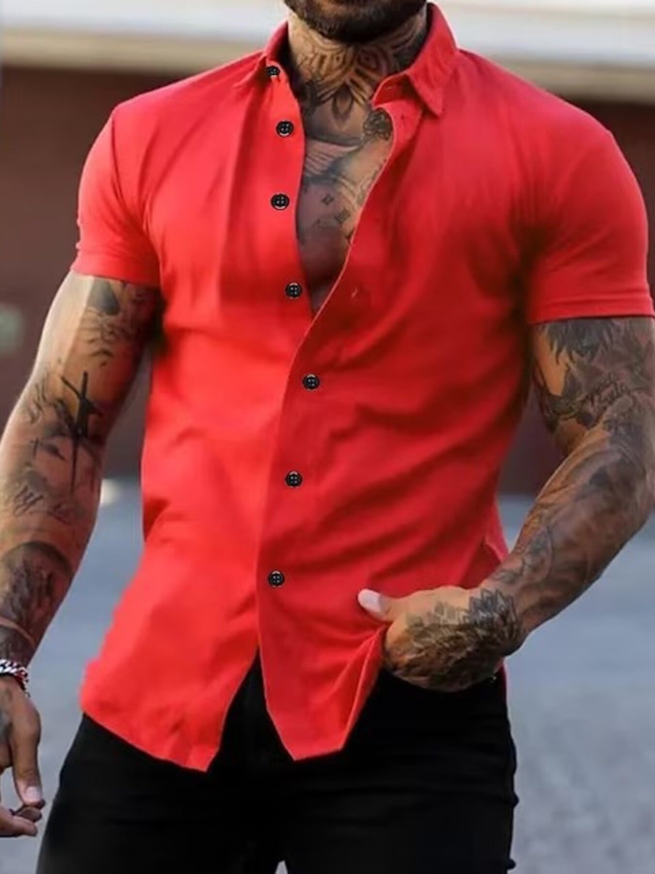 Chemise Homme Slim Fit — Manches Courtes Boutonnée 95% Coton - Bootiky