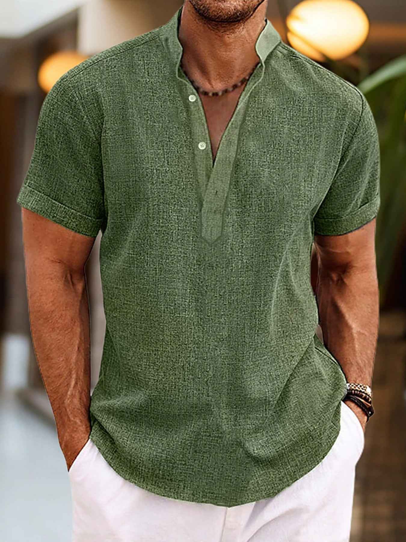 T-shirt Henley homme manches courtes – casual grande taille - Bootiky