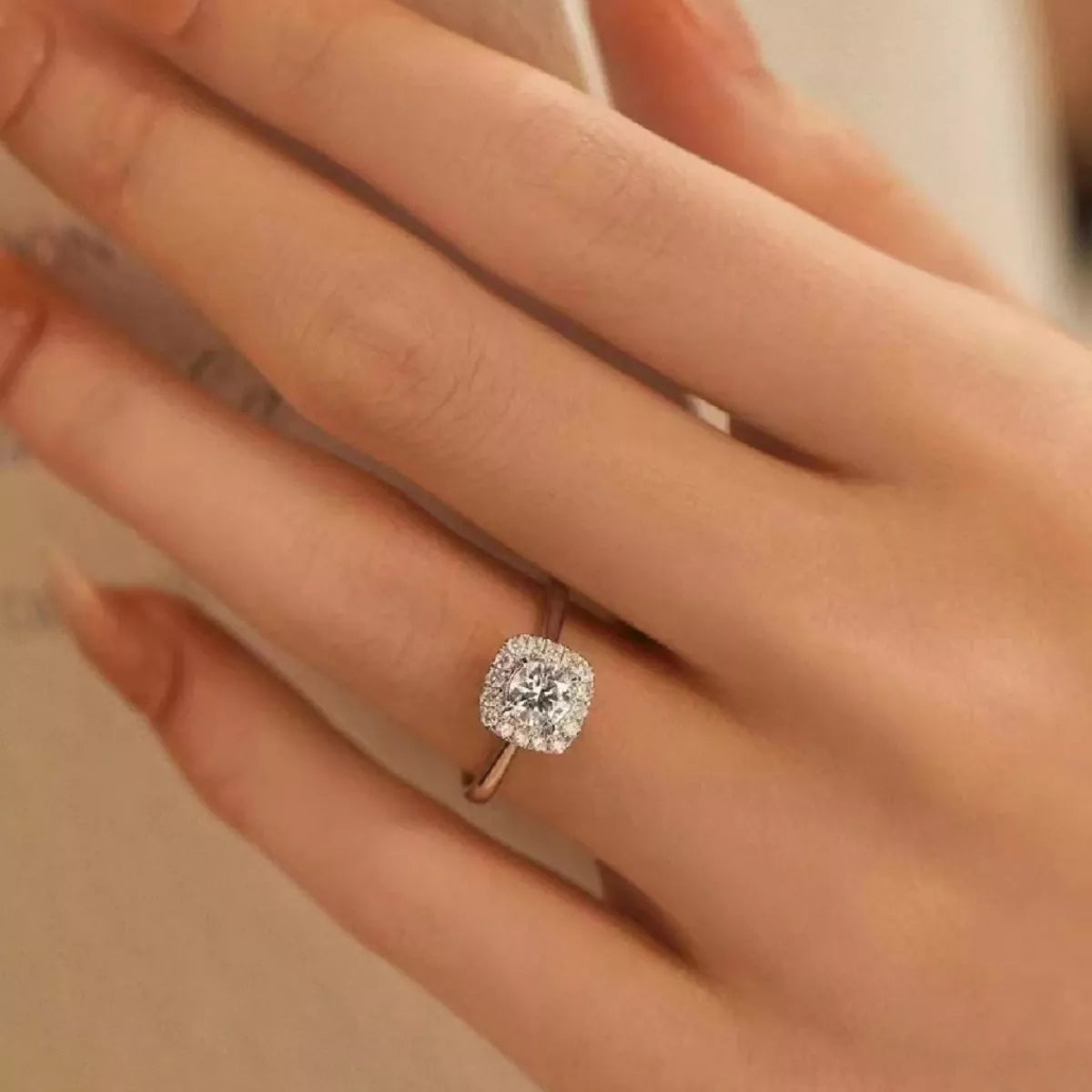 Bague Carrée Moissanite 1 Carat — Argent Sterling 925 Ajustable - Bootiky