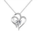 Collier Écrin d'Amour Pendentif Cœur & Zircons – Argent 925, Argent ou Or Rose, Écrin Inclus - Bootiky