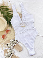Maillot de Bain 1 Pièce Côtelé — Laçage Ajustable & Coussinets Amovibles - Bootiky