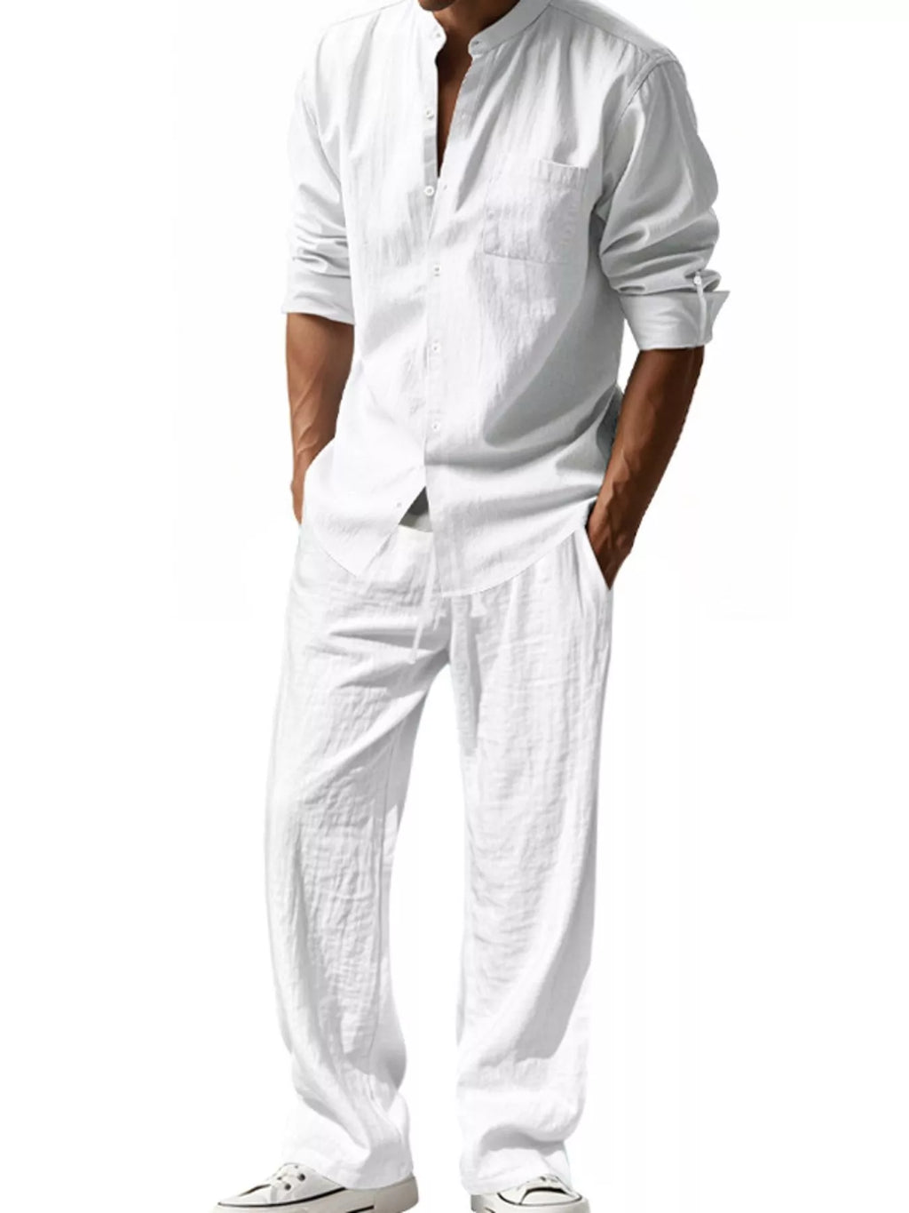 Ensemble Casual en Lin Le Saint-Tropez – Chemise & Pantalon Large Homme, S à 3XL - Bootiky