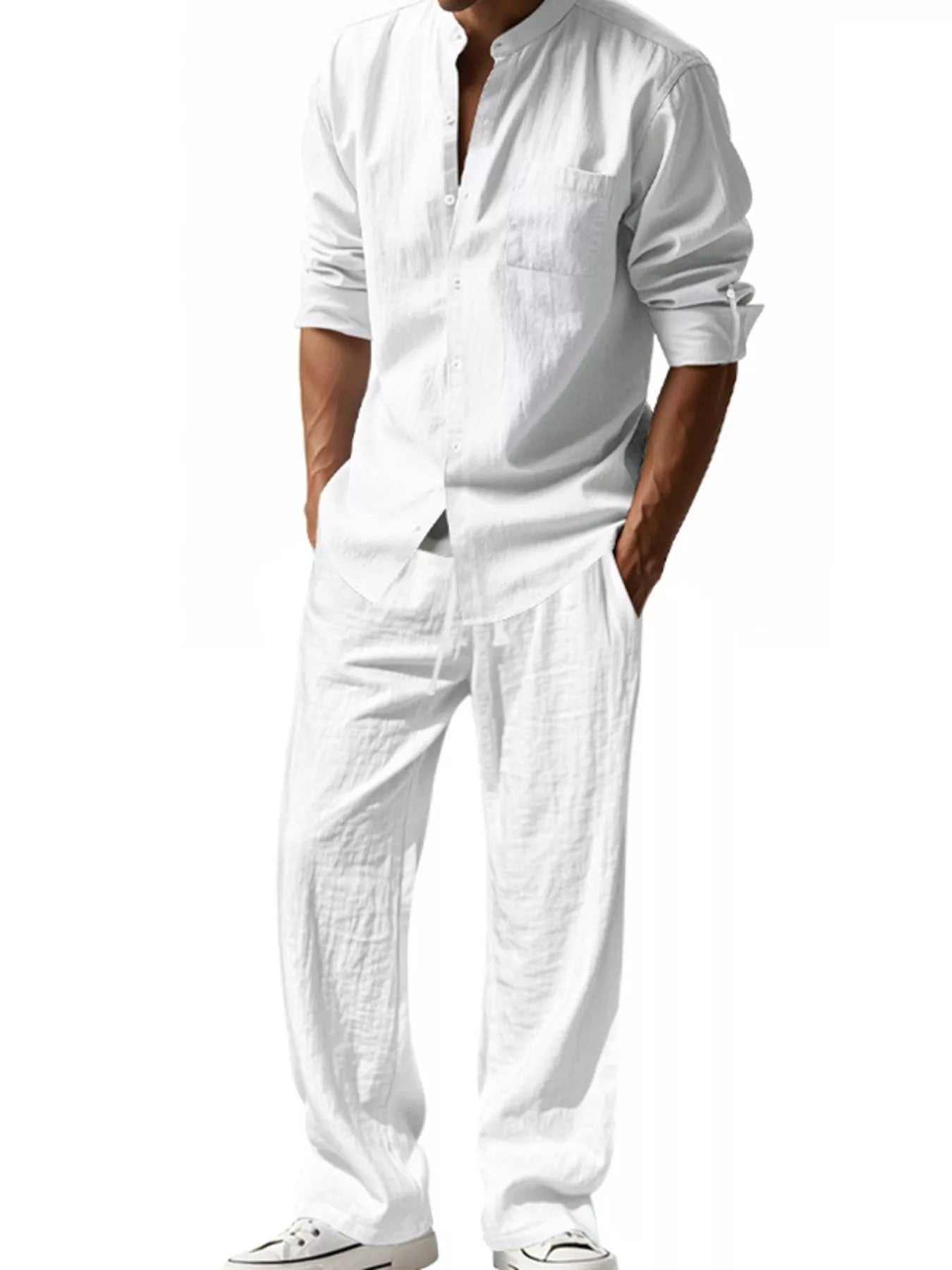 Ensemble Casual en Lin Le Saint-Tropez – Chemise & Pantalon Large Homme, S à 3XL - Bootiky