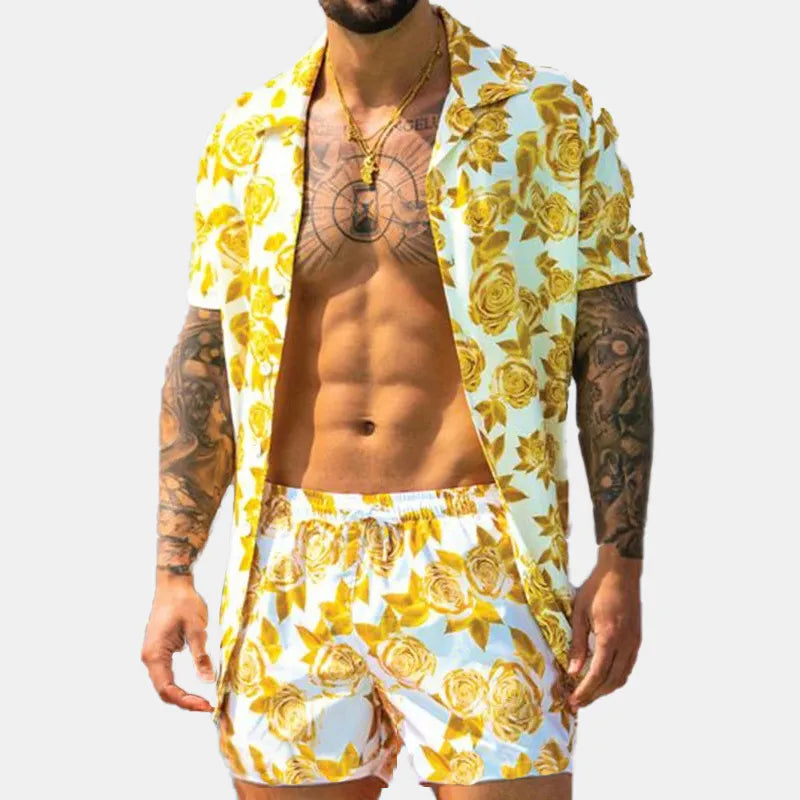 Ensemble Homme Chemise Boutonnée & Short Grandes Tailles – 100% Coton, S à 3XL - Bootiky