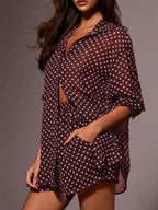 Ensemble chemise boutonnée à pois & short femme – 4 coloris - Bootiky