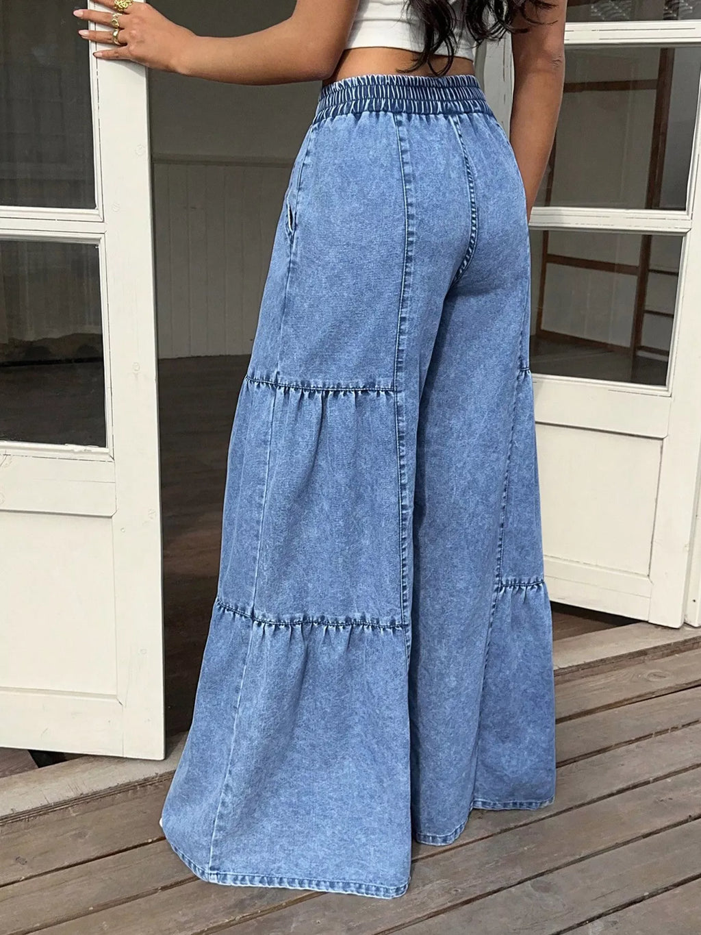 Jean wide-leg à volants – coupe ample et décontractée - Bootiky
