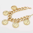 Bracelet Rétro Médina Charms Pièces Plaqué Or 18K – Ajustable, Porté Poignet ou Cheville - Bootiky