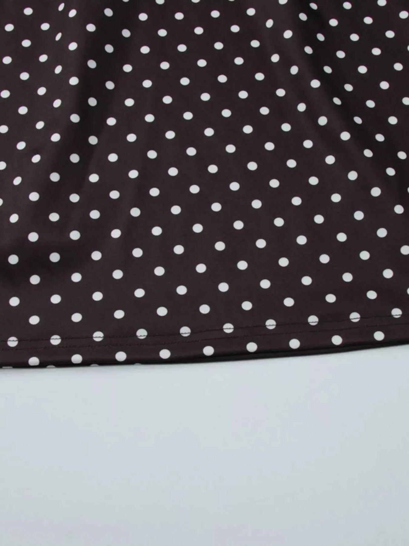 Robe Courte Retro Dolce à Pois Découpe Avant Cut-Out – Blanc, Marron, S à L - Bootiky