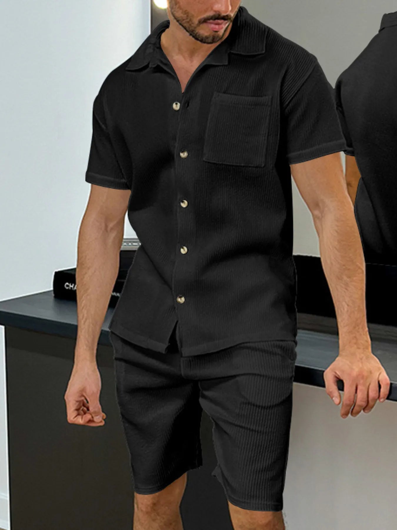 Ensemble Homme Été — Haut Boutonné & Short avec Poches - Bootiky