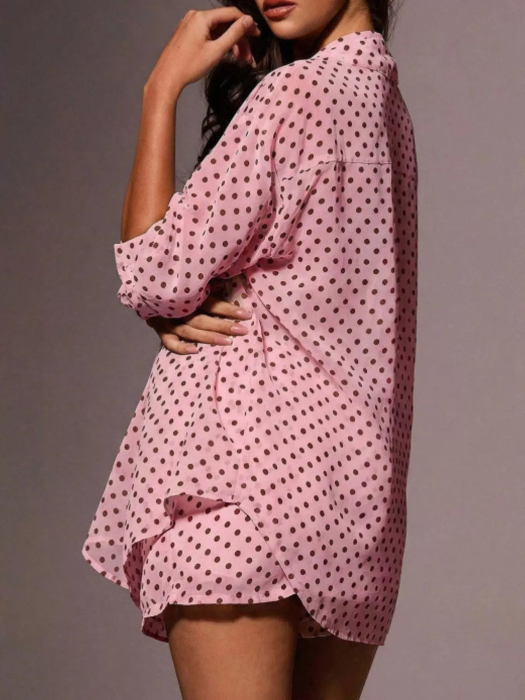Ensemble chemise boutonnée à pois & short femme – 4 coloris - Bootiky