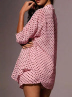 Ensemble chemise boutonnée à pois & short femme – 4 coloris - Bootiky