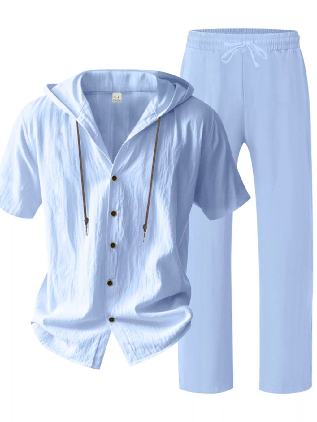 Ensemble Homme Lin — Haut à Capuche Boutonné & Pantalon Large - Bootiky