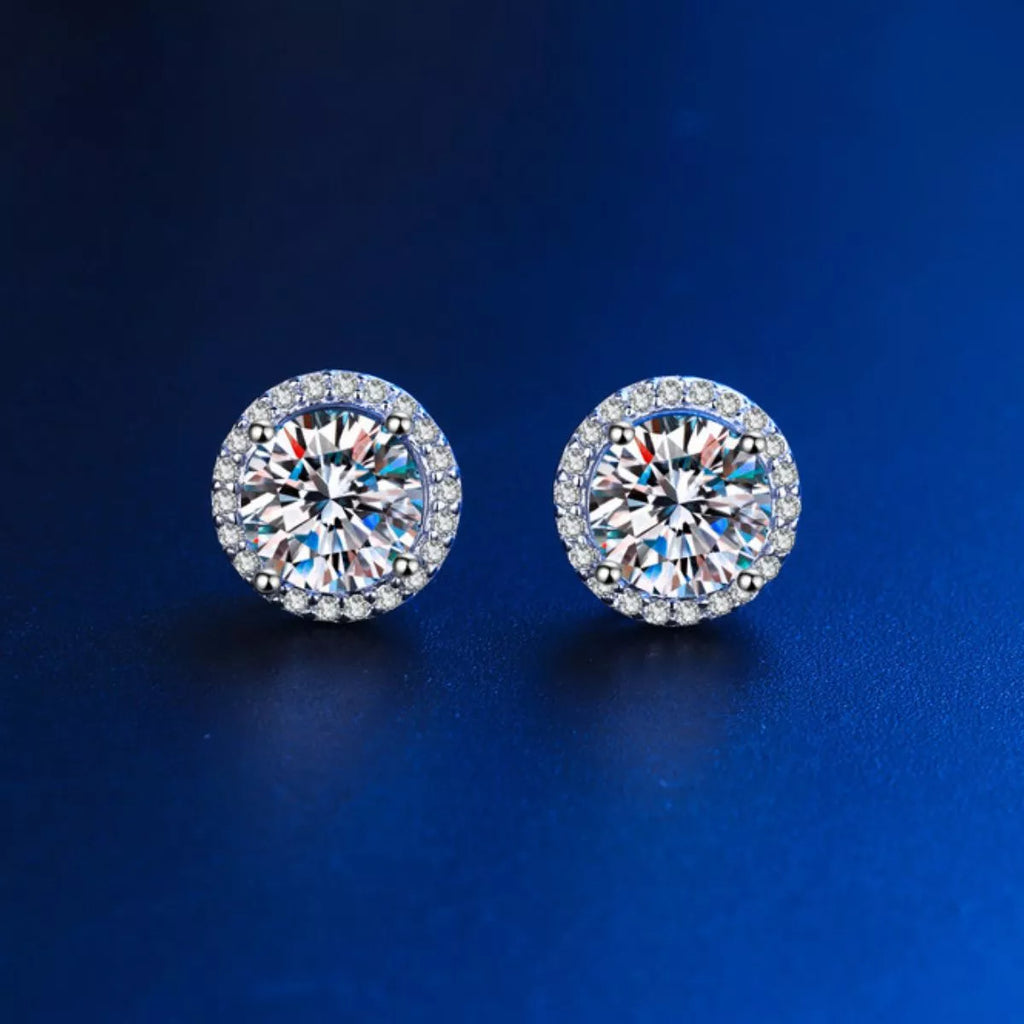 Puces d'Oreilles Moissanite 1 Carat — Argent Sterling 925 - Bootiky