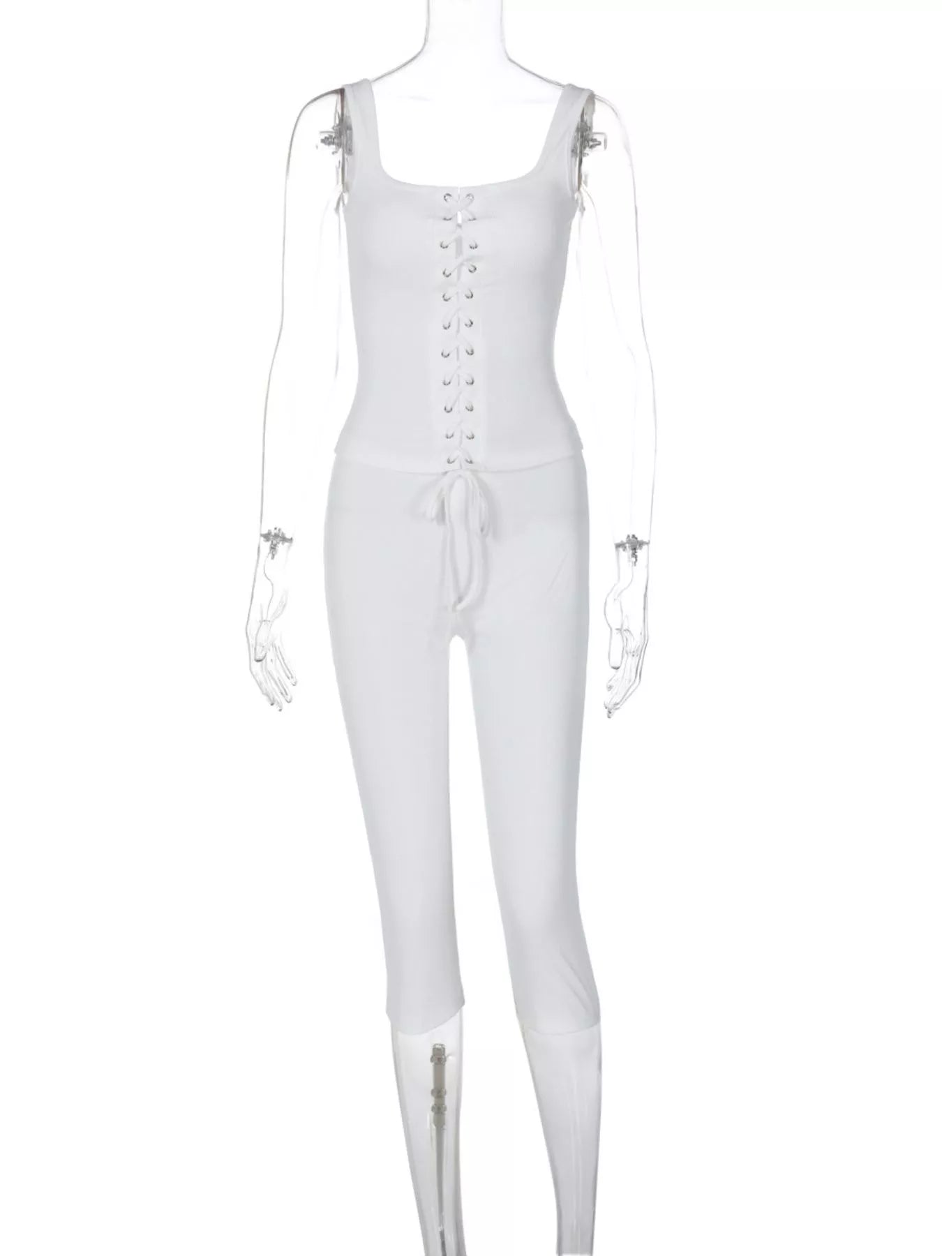 Ensemble tank top laçage & capri femme – 2 coloris White & Black - Bootiky