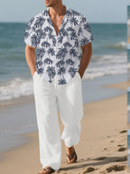 Ensemble d'Été Fluide Oasis – Chemise Palmiers & Pantalon Large Homme, S à 3XL - Bootiky