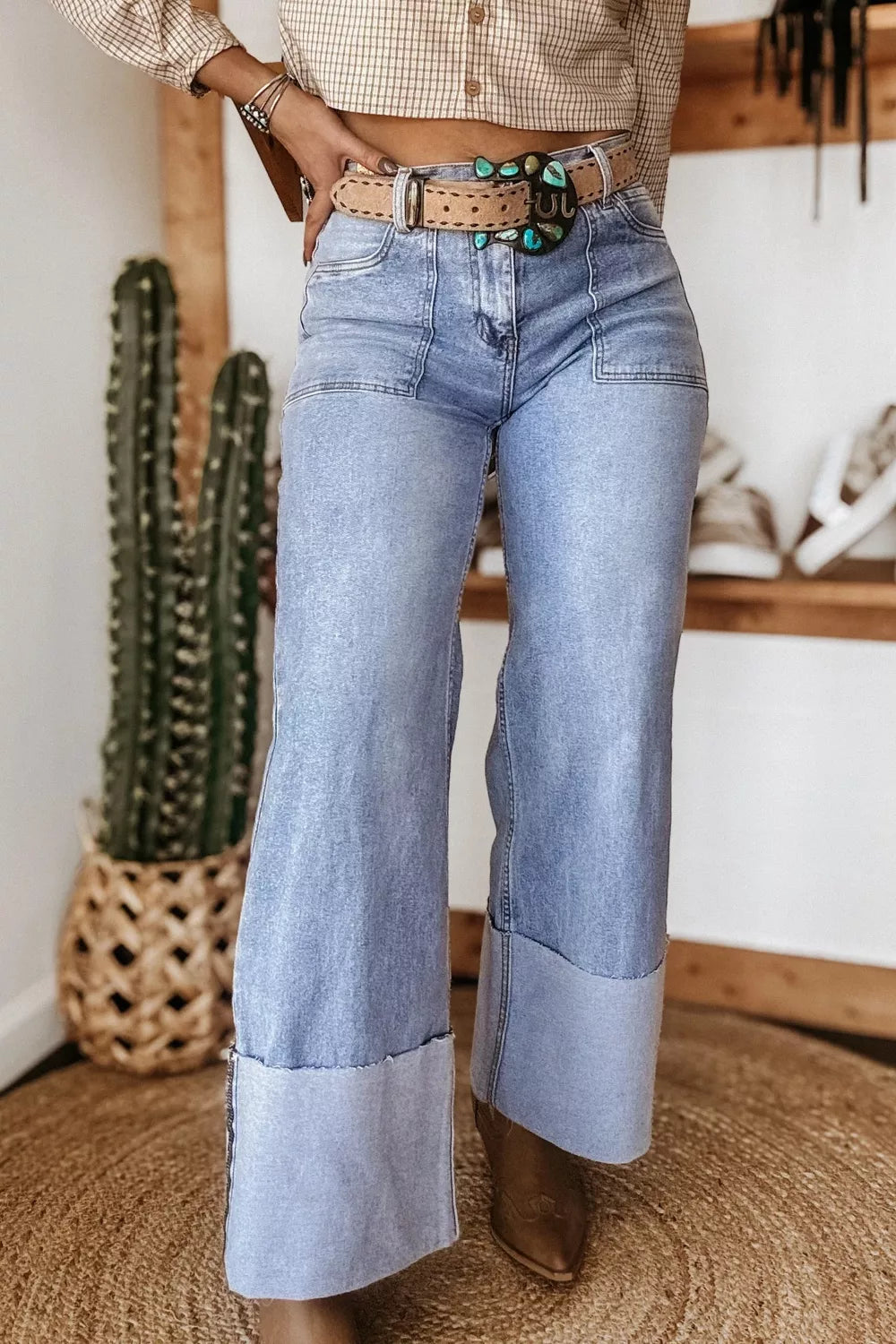 Jean Large à Revers Brooklyn – Coupe Loose Décontractée, Tailles 4 à 16 - Bootiky