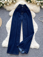 Jean taille haute wide-leg – coupe droite et fente latérale - Bootiky