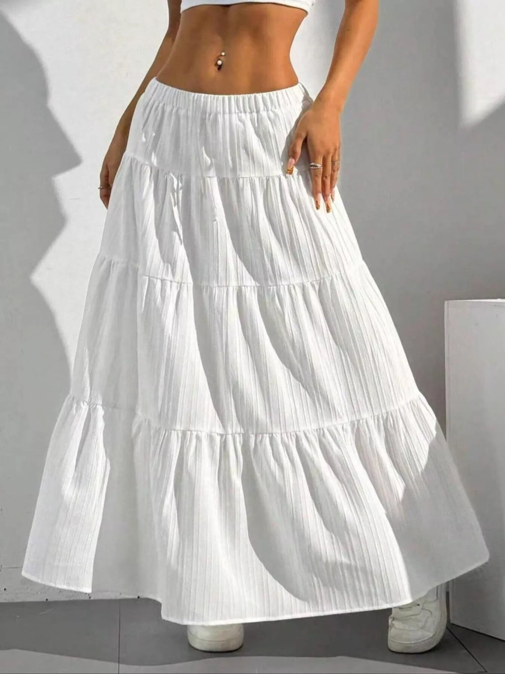 Jupe Maxi Bohème Esmée à Volants Superposés – Taille Élastique, S à XL - Bootiky