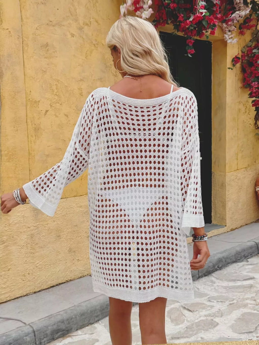 Tunique de Plage en Crochet Marbella – Cover-Up Fente Latérale, Taille Unique - Bootiky
