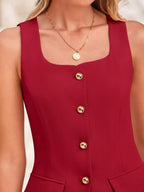 Gilet de Costume Quiet Luxury Col Carré – Boutonnage, S à 2XL - Bootiky