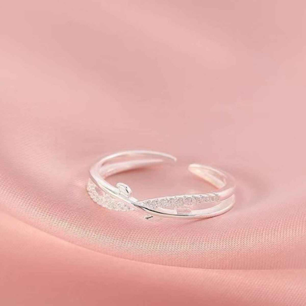 Bague Ouverte Ajustable Elysée – Argent 925 & Zircons, Taille Universelle, Quiet Luxury - Bootiky