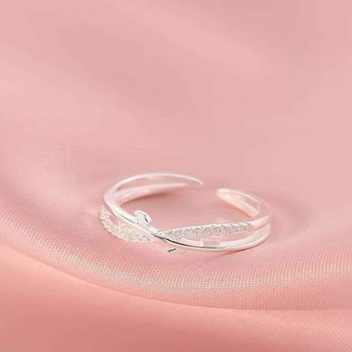 Bague Ouverte Ajustable Elysée – Argent 925 & Zircons, Taille Universelle, Quiet Luxury - Bootiky