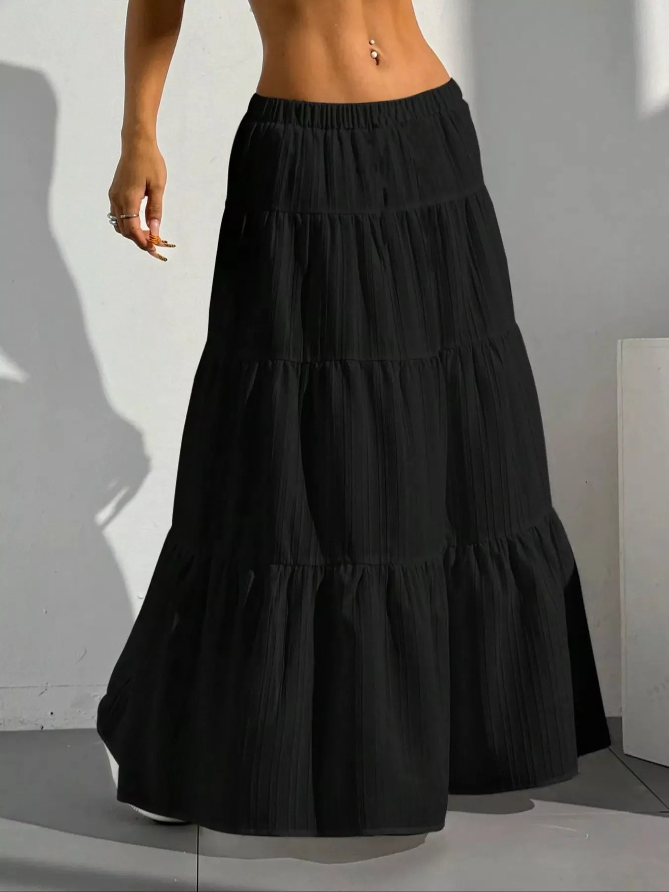 Jupe Maxi Bohème Esmée à Volants Superposés – Taille Élastique, S à XL - Bootiky