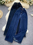 Jean taille haute wide-leg – coupe droite et fente latérale - Bootiky